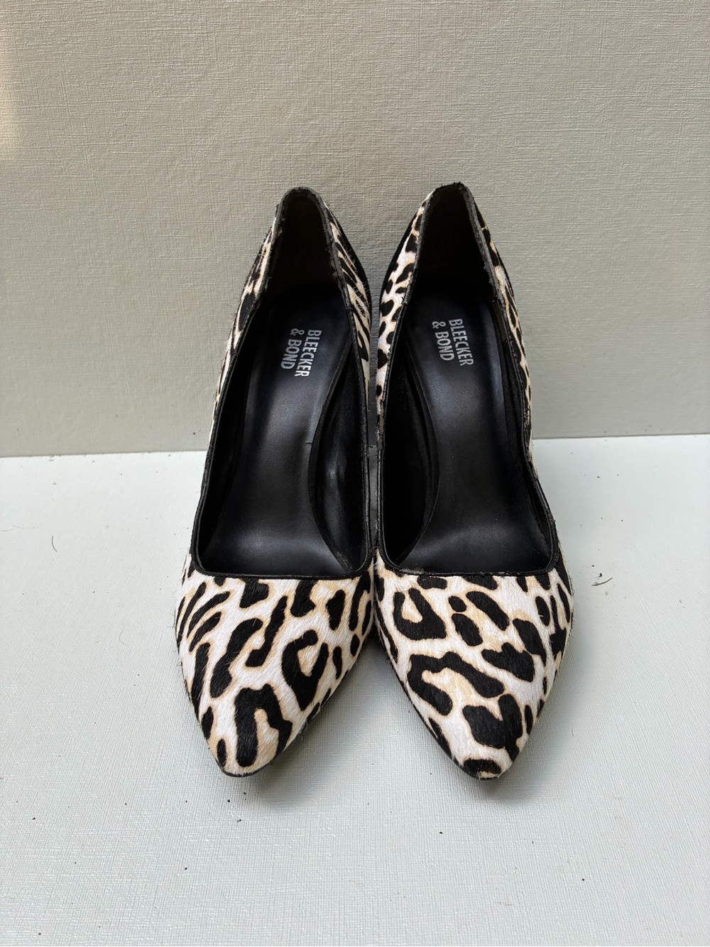 Bleecker & Bond Leopard Pointed-Toe Pumps - Black & Cream